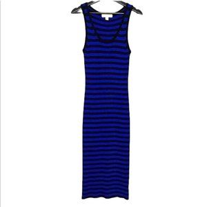 MICHAEL Michael Kors Blue Black Stripe Sleeveless Ribbed Bodycon Dress Small